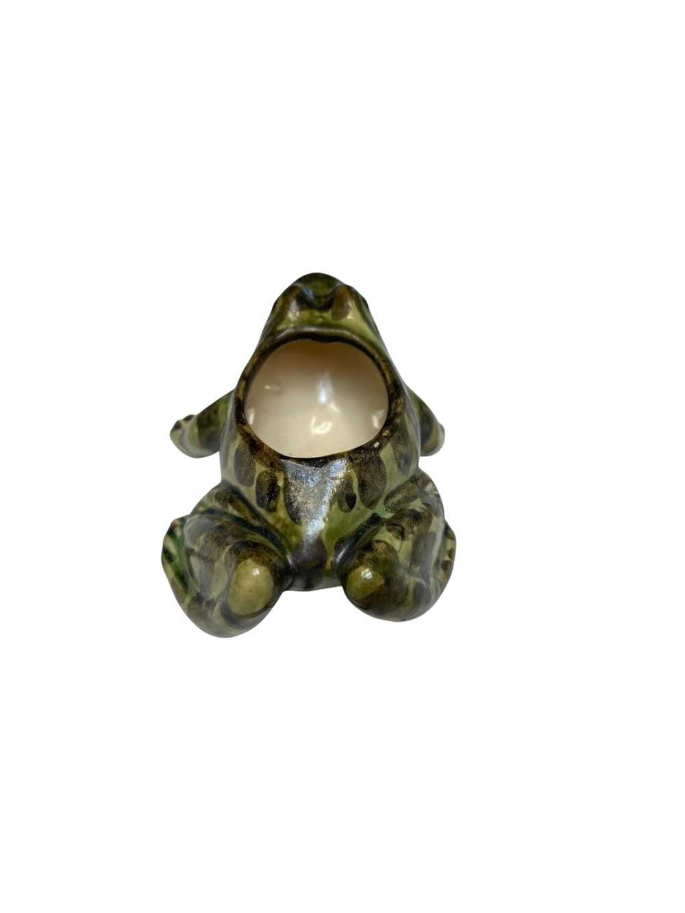 Vintage Ceramic Frog Planter Green Glazed Succulent Woodland Cottage Decor - Picture 2 of 7